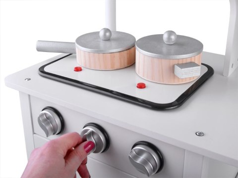 Interaktywna BIAŁA kuchnia drewniana dla dzieci Indukcja + akcesoria ZA4127