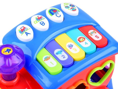 Interaktywna LOKOMOTYWA Sorter + kolorowe klocki Muzyka + światło ZA0104