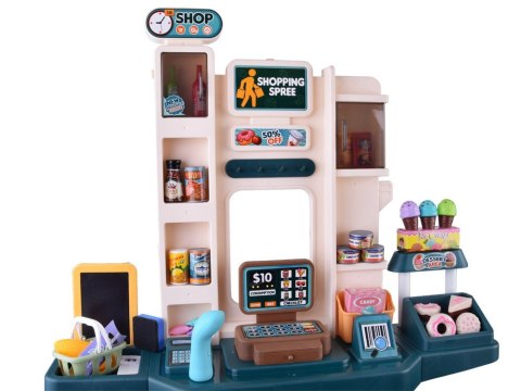 Supermarket Sklep spożywczy Kasa fiskalna + 71 ele akcesoria Dźwięk ZA4279