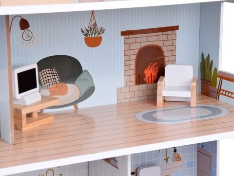 Uroczy domek z meblami Stylowa Drewniana Willa dla Lalek ZA5368