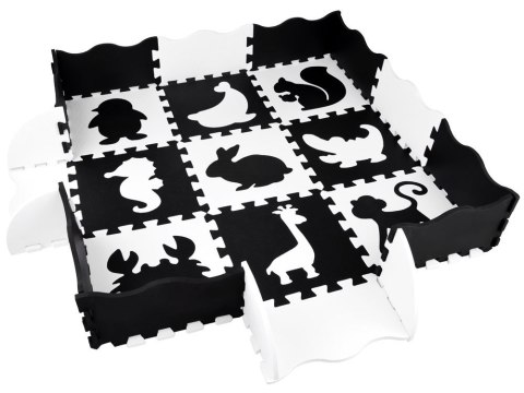 Mata piankowa - Puzzle kontrastowe dla niemowląt ZWIERZĘTA 120x120cm ZA4783