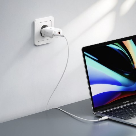 Ładowarka sieciowa do telefonu USB A + Typ C PD Super Charge PPS 45W + kabel Typ C do C 100W VEGER TR101 biała