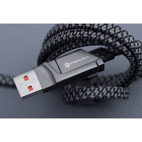 Kabel 4w1 USB C / USB A do USB C / Lightning Forcell F-Energy QC PD 3A 60W 1 m C241 chrom