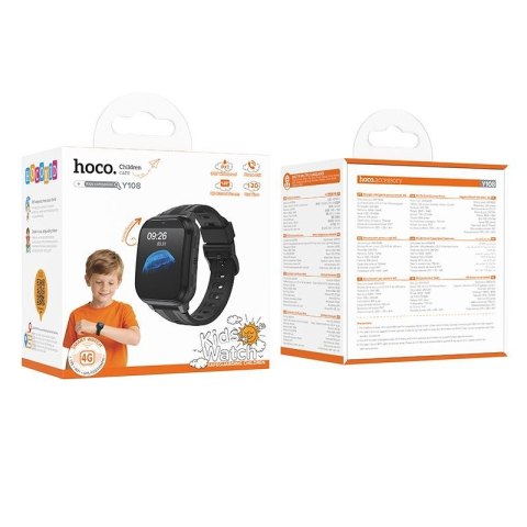 Smartwatch dla dzieci 1,69" 4G GPS z funkcją rozmowy Hoco Y108 czarny