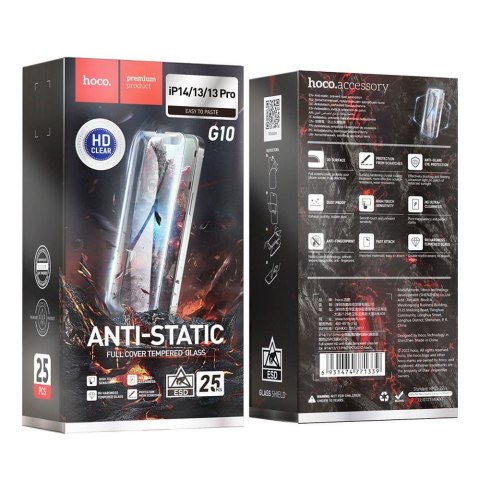 Szkło hartowane do iPhone 13 / 13 PRO / 14 / 16e / 17e (SE 4 2025) Hoco HD Anti-static 25 stuk G10