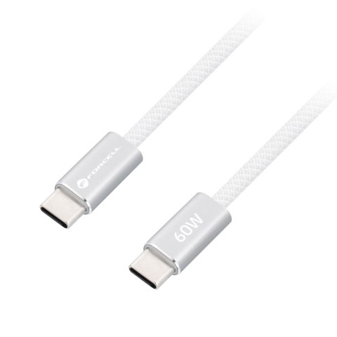 Kabel USB C do USB C Forcell F-Energy QC4.0 PD 3A 60W Cafule Flat 1,2 m CCFN23 biały