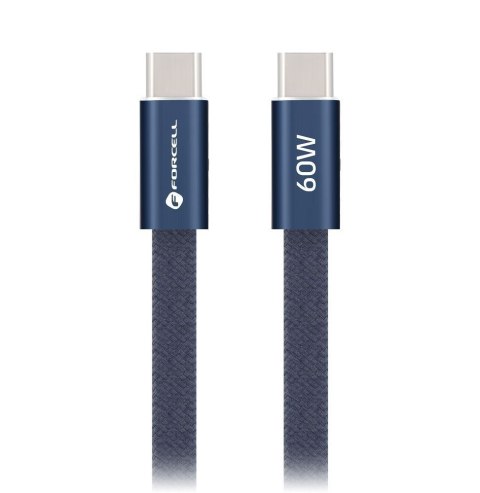 Kabel USB C do USB C Forcell F-Energy QC4.0 PD 3A 60W Cafule Flat 1,2 m CCFN23 granatowy