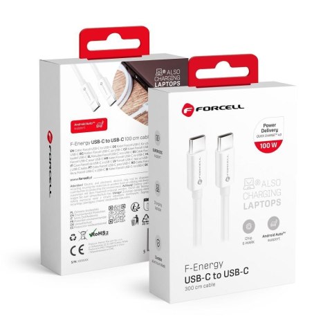 Kabel USB C do USB C Forcell F-Energy QC4.0 PD 5A 100W 3 m C339 biały