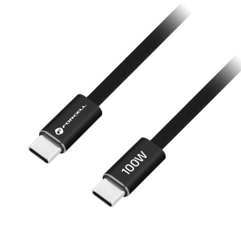 Kabel USB C do USB C Forcell F-Energy QC4.0 PD 5A 100W Cafule Flat 1,2 m CCFN23 czarny