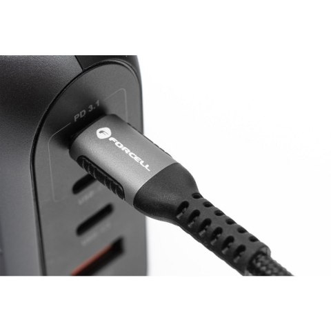 Kabel USB C do USB C Forcell F-Energy QC4.0 PD 5A 240W Cafule 0,25 m C263 czarny