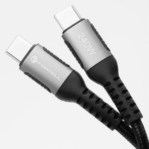 Kabel USB C do USB C Forcell F-Energy QC4.0 PD 5A 240W Cafule 0,25 m C263 czarny