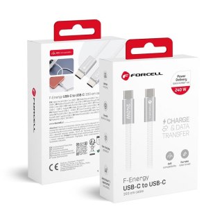 Kabel USB C do USB C Forcell F-Energy QC4.0 PD 5A 240W Cafule Color 2 m CBN1 biały