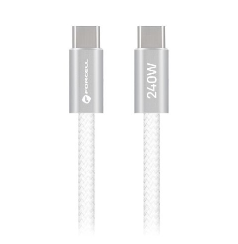 Kabel USB C do USB C Forcell F-Energy QC4.0 PD 5A 240W Cafule Flat 1,2 m CCFN23 biały