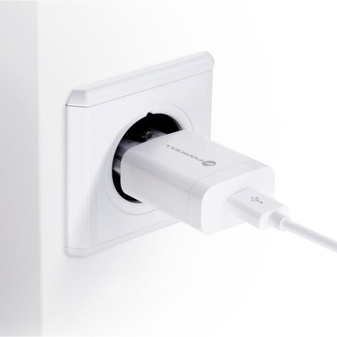 Ładowarka sieciowa do telefonu Forcell F-Energy USB A QC3.0 2,4A 18W + kabel USB A do USB C TFK-TC-1099 biała