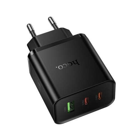 Ładowarka sieciowa do telefonu Hoco 2x USB C + USB A QC3.0 PD 3A 65W N75 czarna