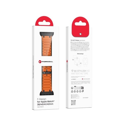 Pasek do Apple Watch Forcell F-Design FA06 dziurki silikon 38 / 40 / 41 mm pomarańczowy