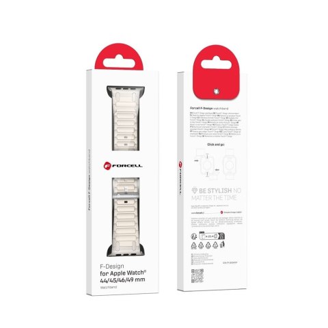 Pasek do Apple Watch Forcell F-Design FA06 dziurki silikon 42 / 44 / 45 / 49 mm biały