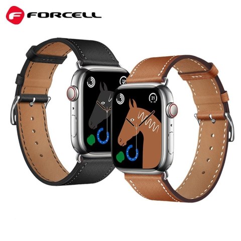 Pasek do Apple Watch Forcell F-Design FA20 dziurki skóra ekologiczna 38 / 40 / 41 mm brązowy