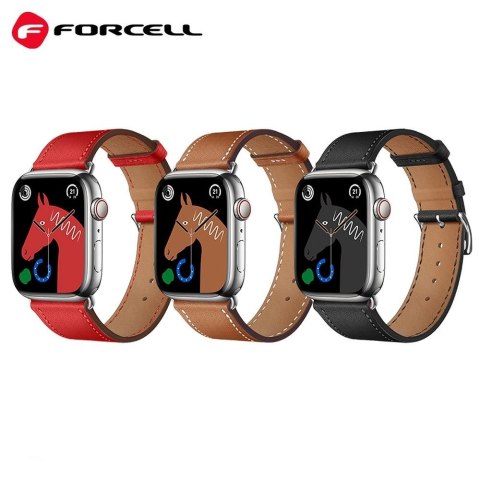Pasek do Apple Watch Forcell F-Design FA20 dziurki skóra ekologiczna 38 / 40 / 41 mm brązowy
