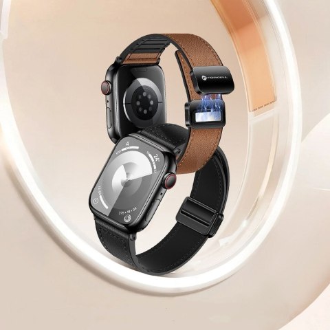 Pasek do Apple Watch Forcell F-Design FA21 magnetyczny skóra ekologiczna 42 / 44 / 45 / 49 mm brązowy