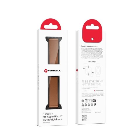 Pasek do Apple Watch Forcell F-Design FA21 magnetyczny skóra ekologiczna 42 / 44 / 45 / 49 mm brązowy