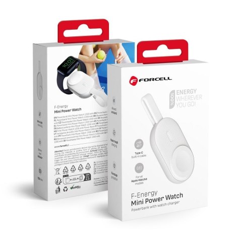 Powerbank do Apple Watch Forcell F-Energy Mini Power Watch 1A 2,5W 1200 mAh biały