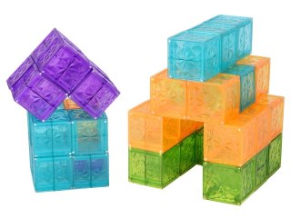 Klocki Magnetyczne Kostki Kolorowe Transparentne 42 Elementy ZA6354