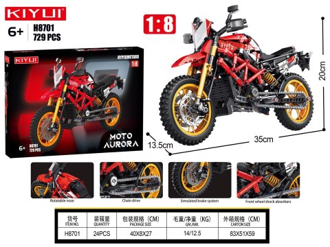 Zestaw Klocków Motocykl Czerwony 730el.
