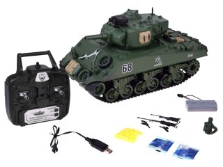 Czołg zdalnie sterowany Sherman M4A3 Strzela Dym Dźwięk Wieżyczka RC0769