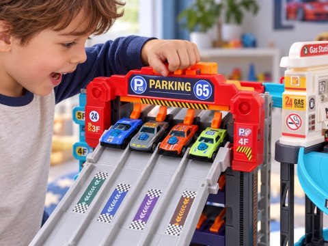 Piętrowy GARAŻ DLA AUT 4w1 wyrzutnia parking winda stacja +8x pojazd ZA6353