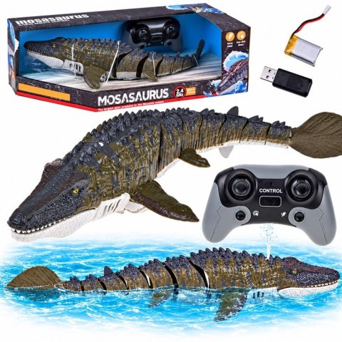 Zdalnie Sterowany Mozazaur dinozaur wodny Pływa Rozpyla Wodę 40 cm RC0801